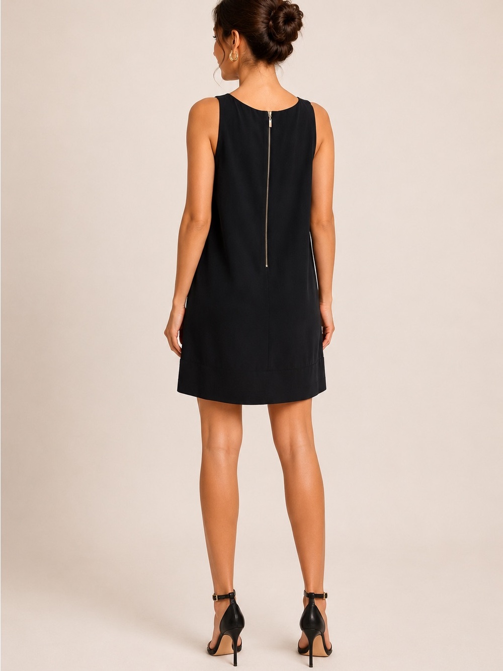 Vintage Oleg Cassini Timeless Black Sleeveless Back-Zip Shift Dress Size 12